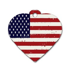 Flag United States United States Of America Stripes Red White Dog Tag Heart (two Sides) by Simbadda