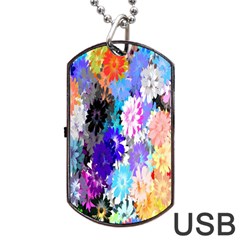 Flowers Colorful Drawing Oil Dog Tag Usb Flash (one Side) by Simbadda