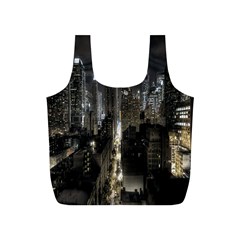 New York United States Of America Night Top View Full Print Recycle Bags (s)  by Simbadda