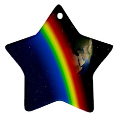 Rainbow Earth Outer Space Fantasy Carmen Image Ornament (star) by Simbadda