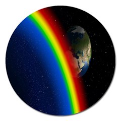 Rainbow Earth Outer Space Fantasy Carmen Image Magnet 5  (round) by Simbadda