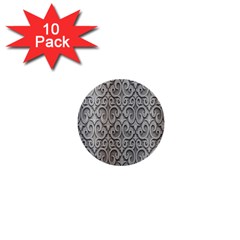 Patterns Wavy Background Texture Metal Silver 1  Mini Buttons (10 Pack) 