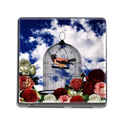 Vintage Bird In The Cage  Memory Card Reader (square) by Valentinaart