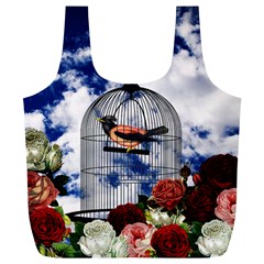 Vintage Bird In The Cage  Full Print Recycle Bags (l)  by Valentinaart