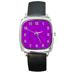 Floral Pattern Square Metal Watch by Valentinaart