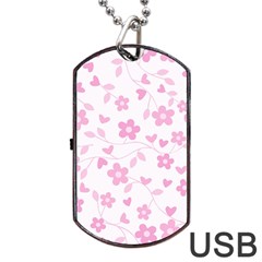 Floral Pattern Dog Tag Usb Flash (two Sides) by Valentinaart