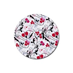 Floral Pattern Rubber Round Coaster (4 Pack)  by Valentinaart
