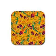 Floral Pattern Rubber Coaster (square)  by Valentinaart