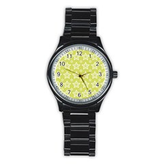 Star Yellow White Line Space Stainless Steel Round Watch by Alisyart