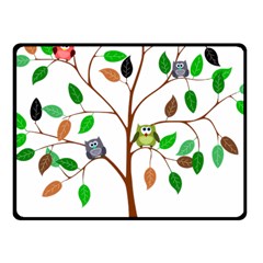 Tree Root Leaves Owls Green Brown Fleece Blanket (small) by Simbadda