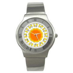 Sun Hot Orange Yrllow Light Stainless Steel Watch by Alisyart