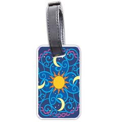 Sun Moon Star Space Purple Pink Blue Yellow Wave Luggage Tags (two Sides) by Alisyart