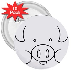 Pig Logo 3  Buttons (10 Pack)  by Simbadda