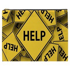 Caution Road Sign Help Cross Yellow Cosmetic Bag (xxxl)  by Alisyart