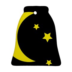 Moon Star Light Black Night Yellow Ornament (bell) by Alisyart