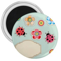 Buttons & Ladybugs Cute 3  Magnets by Simbadda