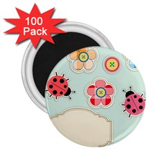 Buttons & Ladybugs Cute 2 25  Magnets (100 Pack)  by Simbadda