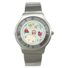 Buttons & Ladybugs Cute Stainless Steel Watch by Simbadda
