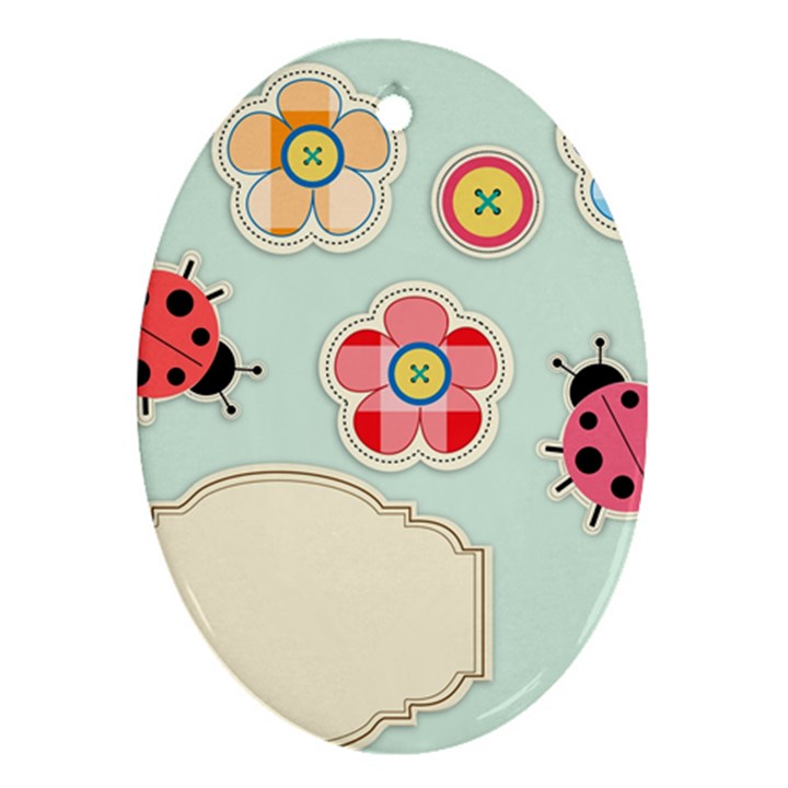 Buttons & Ladybugs Cute Oval Ornament (Two Sides)