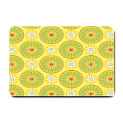 Sunflower Floral Yellow Blue Circle Small Doormat  by Alisyart