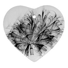 Fractal Black Flower Heart Ornament (two Sides) by Simbadda