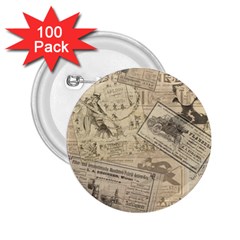 Vintage Newspaper  2 25  Buttons (100 Pack) 
