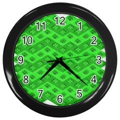 Shamrocks 3d Fabric 4 Leaf Clover Wall Clocks (black) by Simbadda