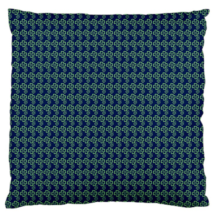 Clovers On Dark Blue Large Flano Cushion Case (One Side)