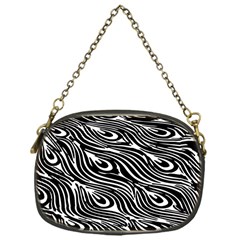 Digitally Created Peacock Feather Pattern In Black And White Chain Purses (one Side)  by Simbadda