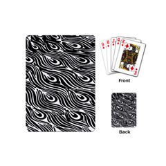 Digitally Created Peacock Feather Pattern In Black And White Playing Cards (mini)  by Simbadda