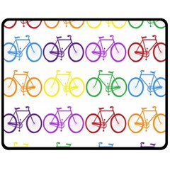 Rainbow Colors Bright Colorful Bicycles Wallpaper Background Fleece Blanket (medium)  by Simbadda