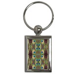 Beautiful Peacock Feathers Seamless Abstract Wallpaper Background Key Chains (Rectangle)  Front