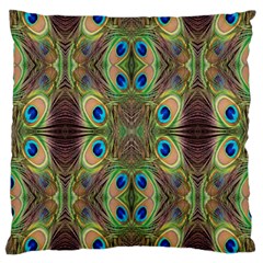 Beautiful Peacock Feathers Seamless Abstract Wallpaper Background Large Cushion Case (one Side) by Simbadda