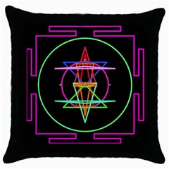 Drawing Of A Color Mandala On Black Throw Pillow Case (black) by Simbadda