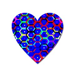 Blue Bee Hive Pattern Heart Magnet by Amaryn4rt