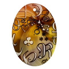 Symbols On Gradient Background Embossed Oval Ornament (two Sides) by Amaryn4rt