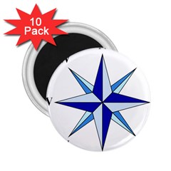 Compass Blue Star 2 25  Magnets (10 Pack)  by Alisyart