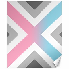Flag X Blue Pink Grey White Chevron Canvas 16  X 20   by Alisyart