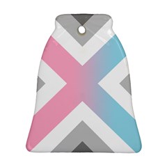 Flag X Blue Pink Grey White Chevron Ornament (bell) by Alisyart