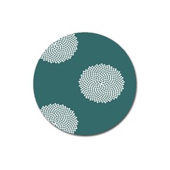 Green Circle Floral Flower Blue White Magnet 3  (round) by Alisyart