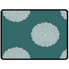 Green Circle Floral Flower Blue White Fleece Blanket (large)  by Alisyart