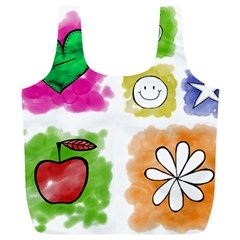 A Set Of Watercolour Icons Full Print Recycle Bags (l)  by Amaryn4rt