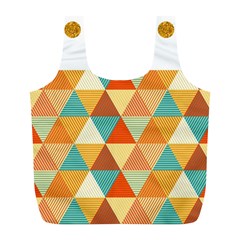 Golden Dots And Triangles Pattern Full Print Recycle Bags (l)  by TastefulDesigns