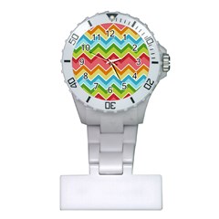 Colorful Background Of Chevrons Zigzag Pattern Plastic Nurses Watch by Amaryn4rt