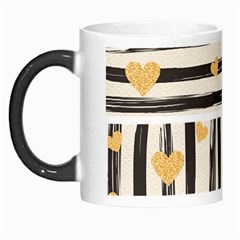 Black Lines And Golden Hearts Pattern Morph Mugs by TastefulDesigns