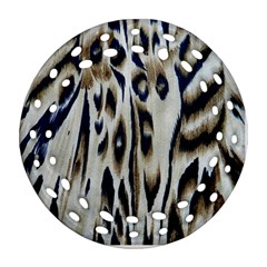 Tiger Background Fabric Animal Motifs Round Filigree Ornament (two Sides) by Amaryn4rt
