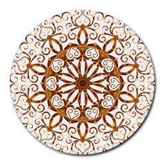 Golden Filigree Flake On White Round Mousepads by Amaryn4rt