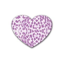 Purple Leopard Pattern Heart Coaster (4 Pack)  by Valentinaart