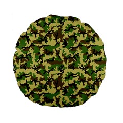 Camo Woodland Standard 15  Premium Flano Round Cushions by sifis