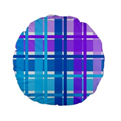 Gingham Pattern Blue Purple Shades Sheath Standard 15  Premium Flano Round Cushions by Alisyart